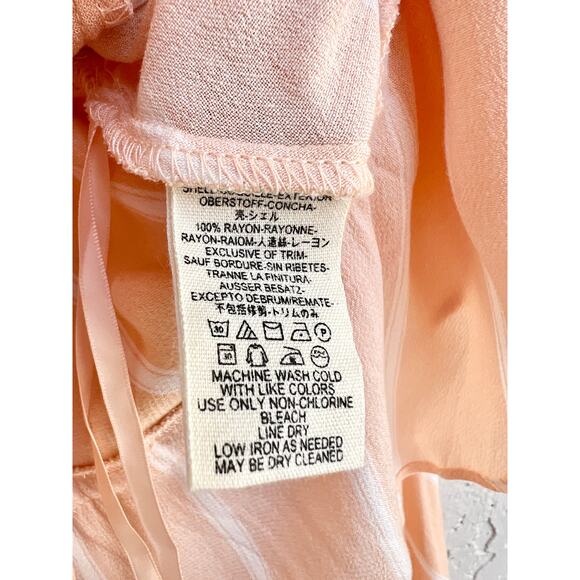 Free People Puff Sleeve Striped Ruffle Samifran Top Blouse Peach Women's Size XS - Picture 7 of 7